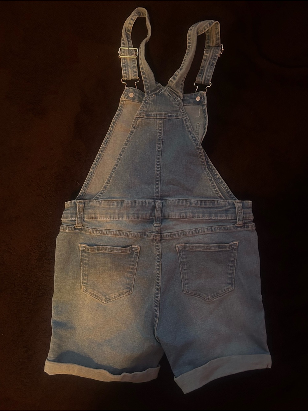 Vigoss Denim Short Overalls with Heart Buttons - Light Blue - Picture 2 of 3
